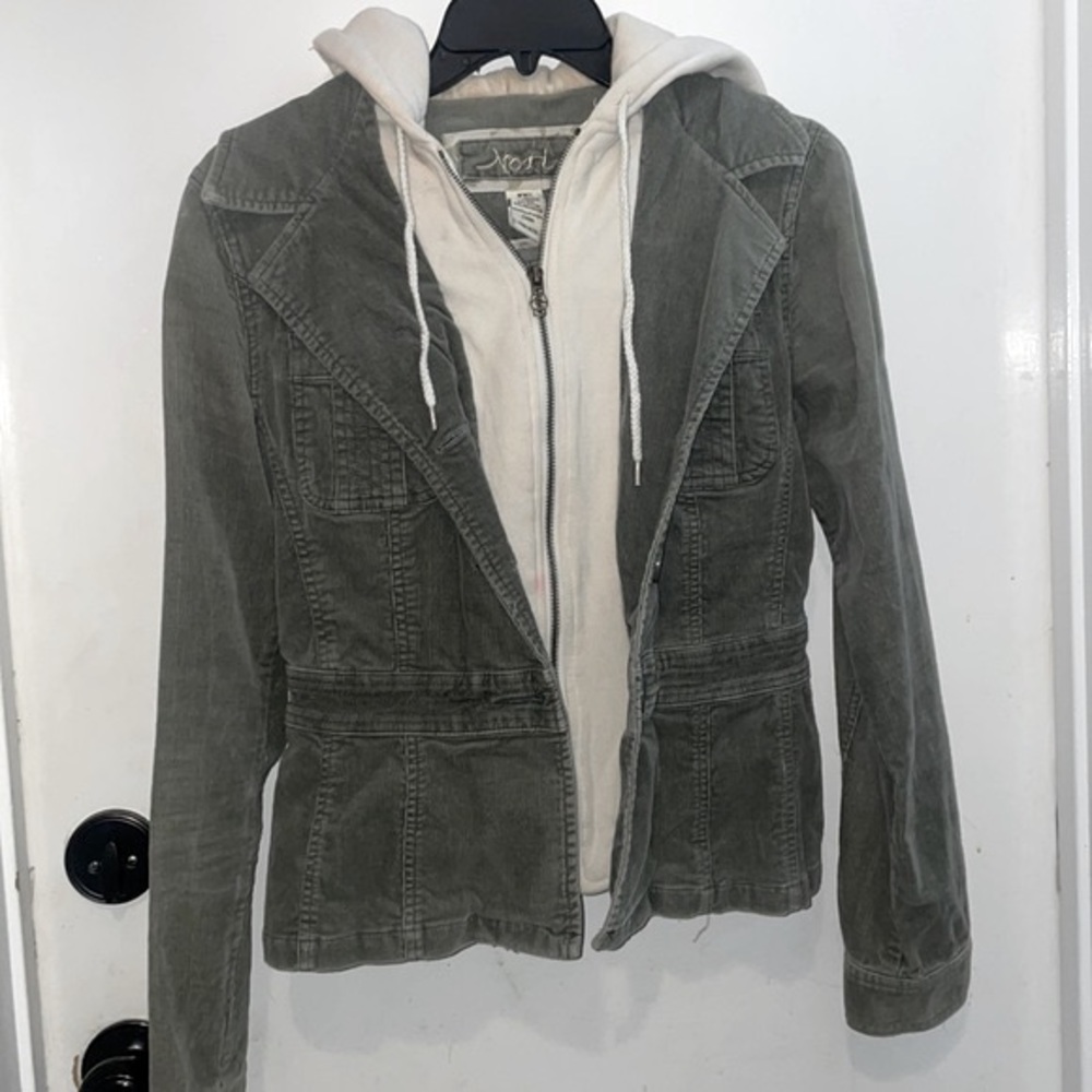 Vintage Nori army green corduroy hooded jacket